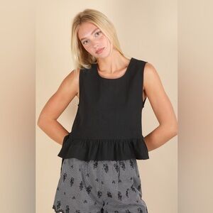 VERY J Side Tie Detail Ruffled Sleeveless Top